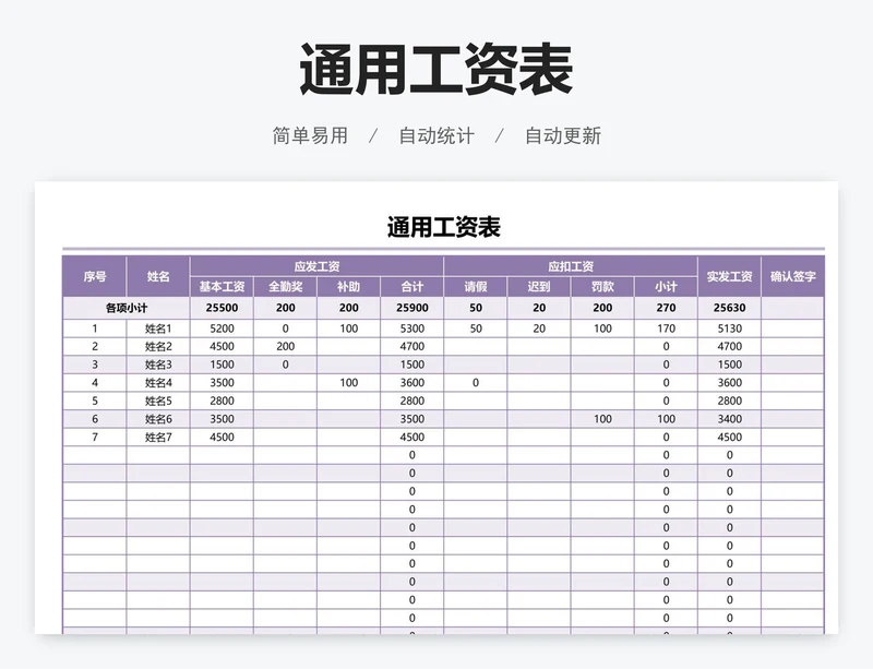 通用工资表