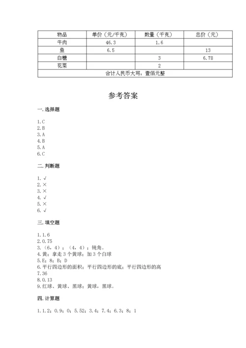 人教版数学五年级上册期末考试试卷精品【典型题】.docx