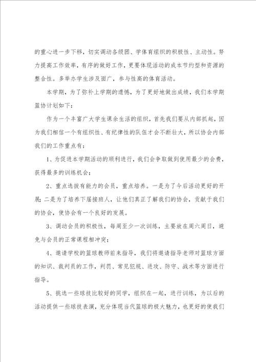 篮球协会工作计划9篇