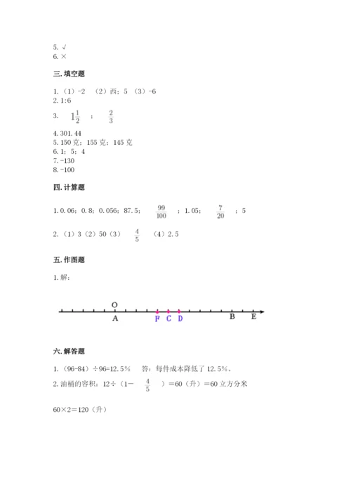 朝阳县六年级下册数学期末测试卷（培优）.docx