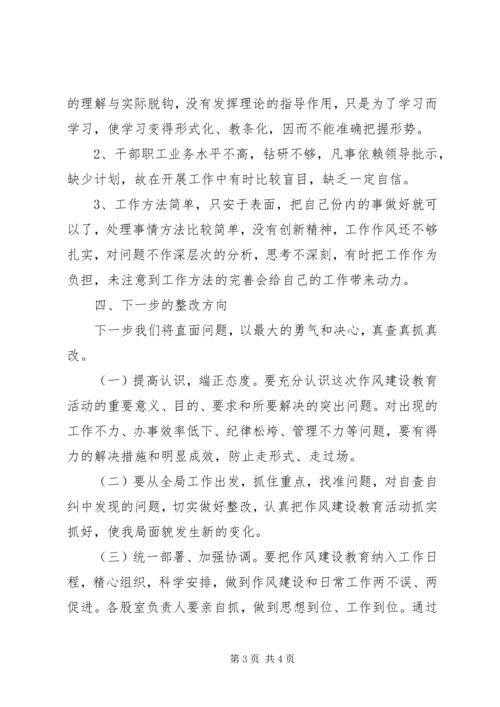 国土局作风建设活动自查报告.docx