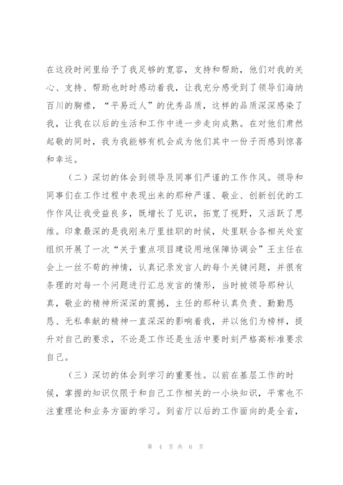 重大项目用地保障挂职锻炼工作总结.docx