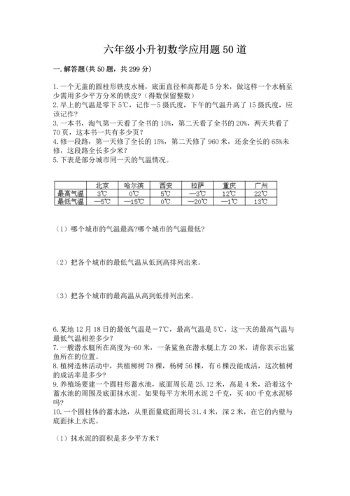 六年级小升初数学应用题50道及参考答案（能力提升）.docx