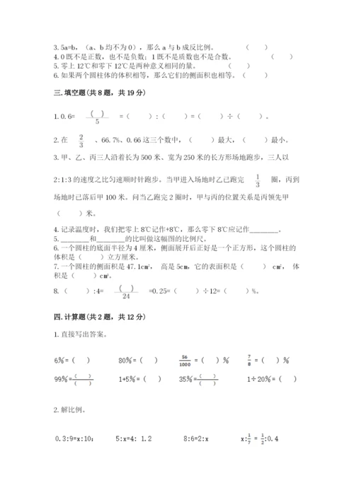 石家庄市高邑县六年级下册数学期末测试卷新版.docx