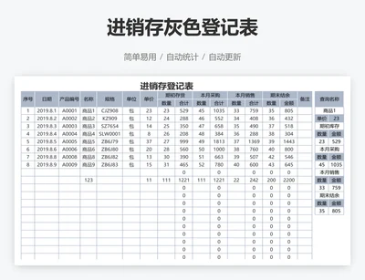 进销存灰色登记表