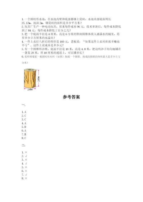 人教版数学小升初模拟试卷精品（考点梳理）.docx