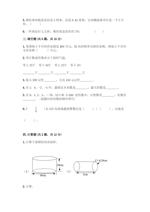 人教版六年级下册数学期末测试卷-精品(能力提升)-(2).docx