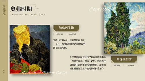 复古风展梵高画展ppt模板