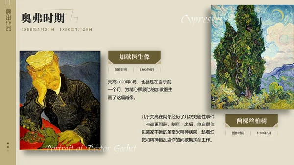 复古风展梵高画展ppt模板