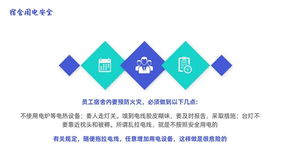 蓝色简约商务大学生宿舍用电安全PPT课件