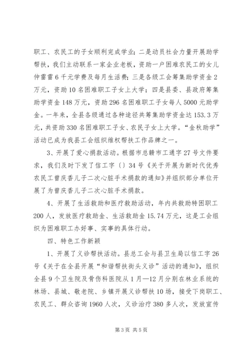 县总工会帮扶中心工作汇报.docx