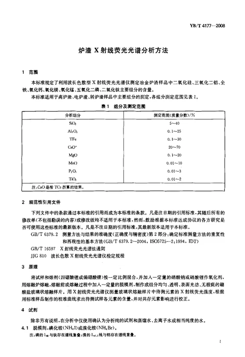 炉渣x射线荧光光谱分析方法