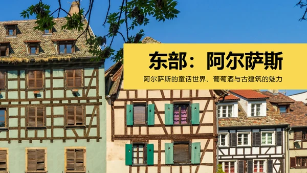 黄色简约法国旅游介绍PPT模板