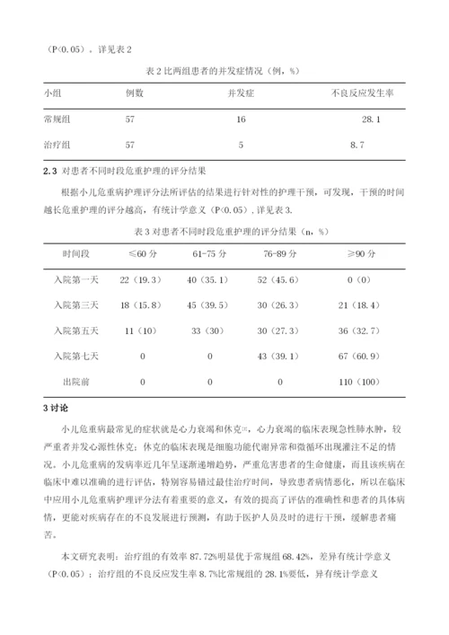 小儿危重病护理评分法对于小儿护理的干预指导研究1.docx