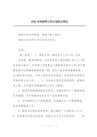 20XX乡村医师工作计划范文例文.docx