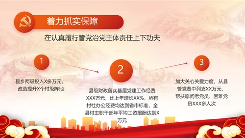 红色大气党建党支部年终工作总结PPT