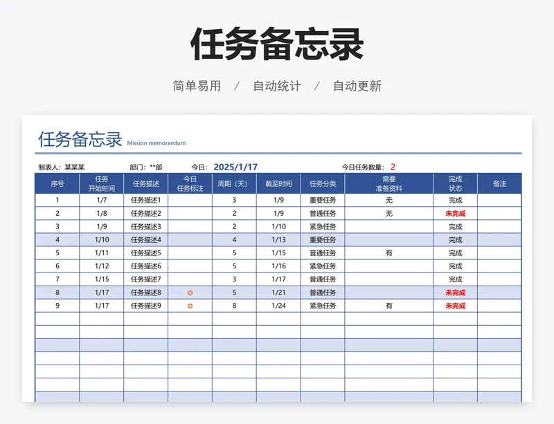 任务备忘录