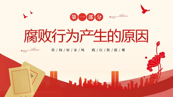 红色大气简约家庭助廉廉洁文化进家庭清廉治家PPT