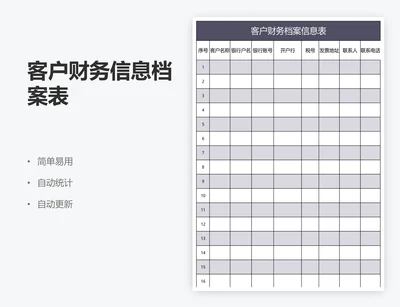 客户财务信息档案表