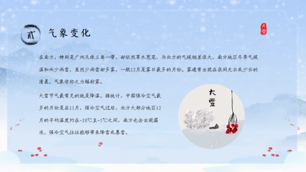 大雪纷飞大雪季气介绍通用PPT模板