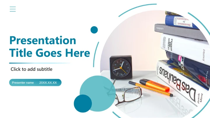 封面页-蓝绿色扁平实景简约风学生毕业答辩PPT单页