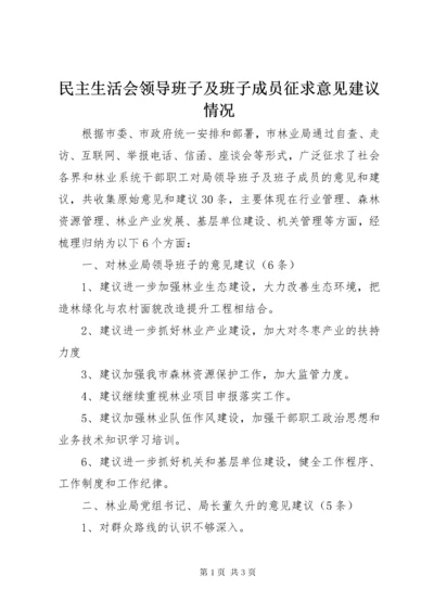 民主生活会领导班子及班子成员征求意见建议情况.docx