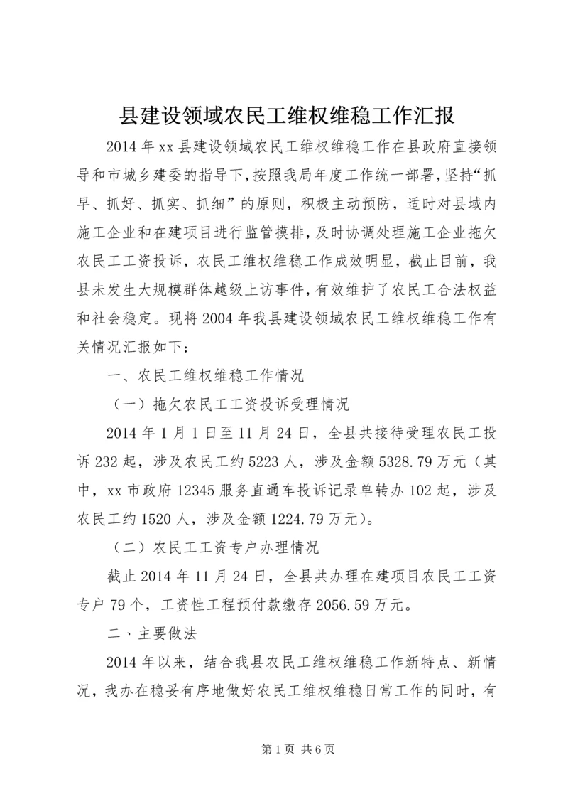 县建设领域农民工维权维稳工作汇报.docx