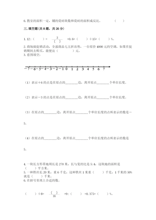 嘉陵区六年级下册数学期末测试卷完美版.docx