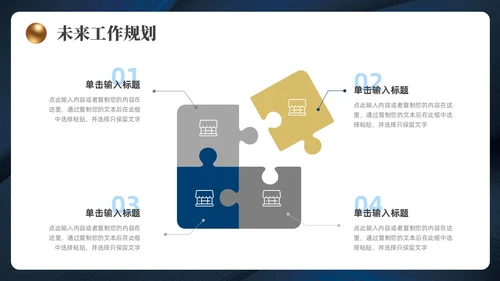 蓝色金色简约风工作总结汇报ppt模板