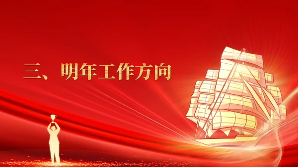 红色商务风扬帆企业员工庆典PPT模板