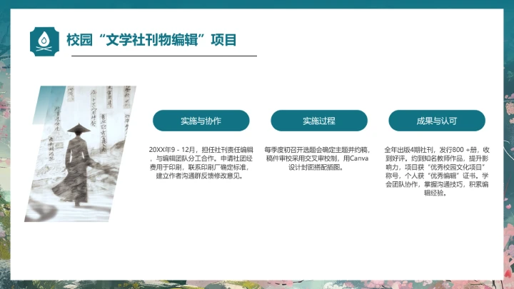 绿色中国风汉语言文学专业大学生职业生涯规划发展展示PPT模版