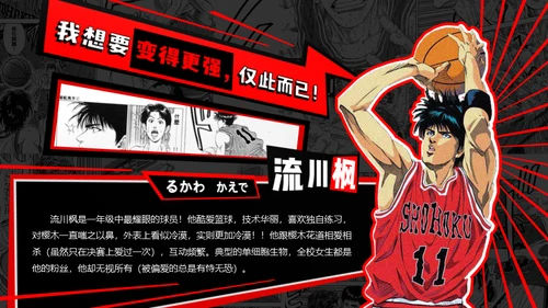 撞色动漫风《灌篮高手》主题通用PPT模板