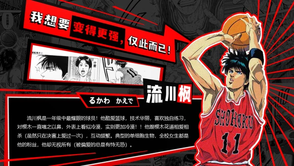 撞色动漫风《灌篮高手》主题通用PPT模板