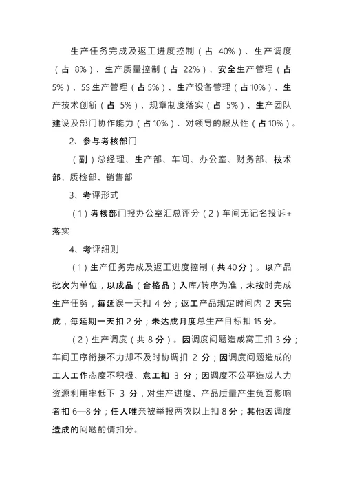 工厂员工绩效考核方案