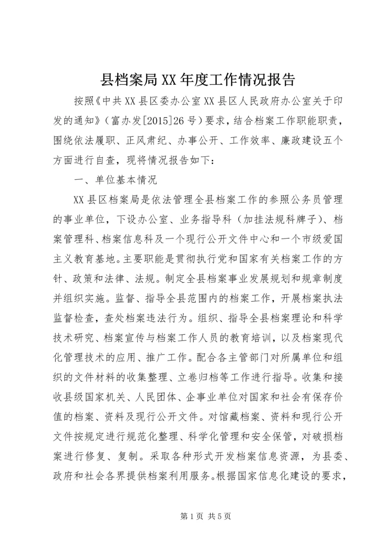 县档案局XX年度工作情况报告.docx