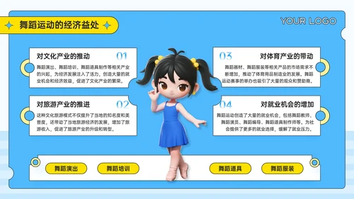 蓝黄色3D潮流风健身新潮流舞蹈运动的魔力