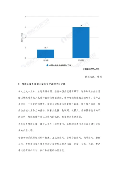 中国仓储行业市场现状及发展趋势分析-未来智能仓储将是行业发展必经之路.docx