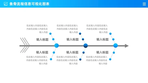 商务蓝色渐变通用鱼骨图信息可视化图表PPT