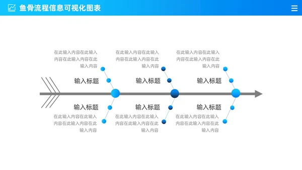商务蓝色渐变通用鱼骨图信息可视化图表PPT