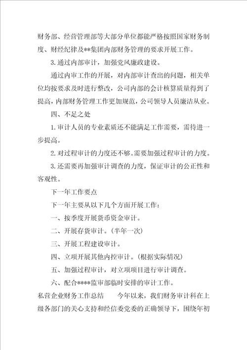 私营企业财务工作总结