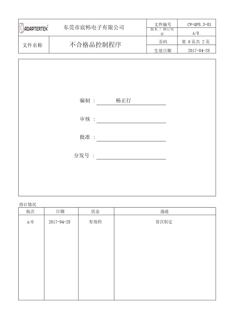 不合格品控制程序