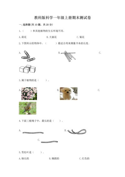 教科版科学一年级上册期末测试卷及参考答案（研优卷）.docx