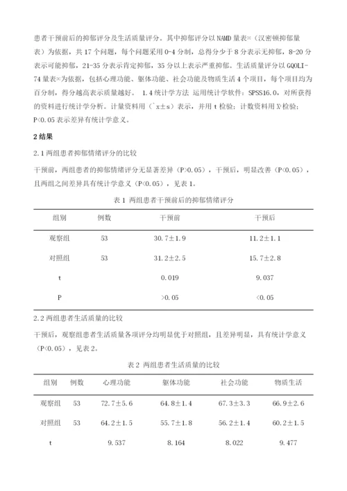 综合心理护理干预对抑郁症康复的相关影响.docx