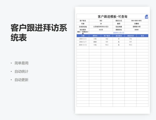 客户跟进拜访系统表