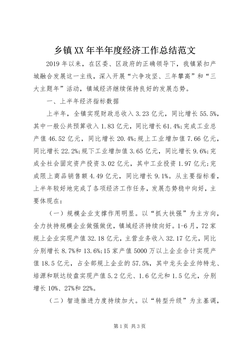 乡镇某年半年度经济工作总结范文.docx