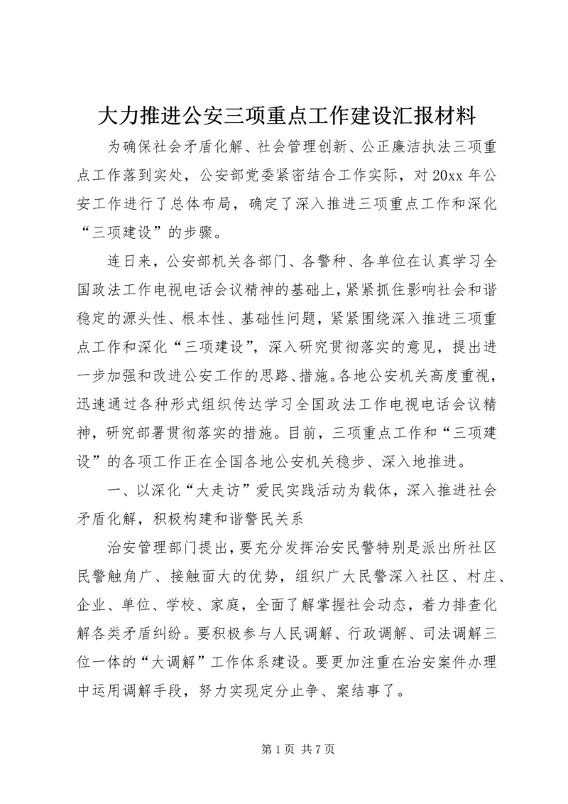 大力推进公安三项重点工作建设汇报材料.docx