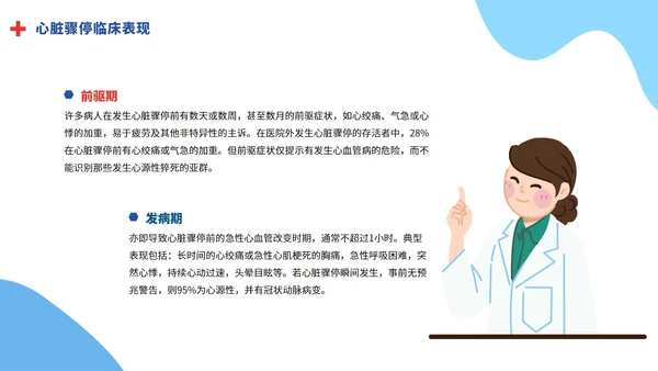 蓝色卡通心肺复苏教育科普PPT模板