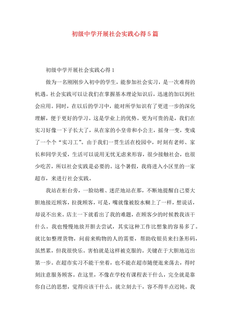 初级中学开展社会实践心得5篇.docx