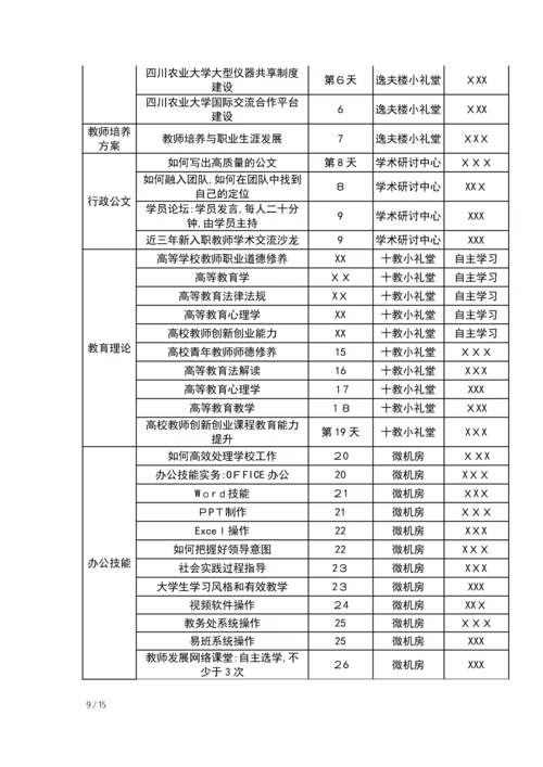 四川农业大学新进教师培训方案.docx