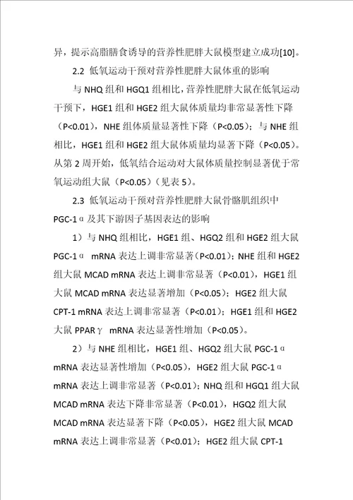齐鲁医学低氧运动对营养性肥胖大鼠骨骼肌PGC―1α及其下游因子的影响